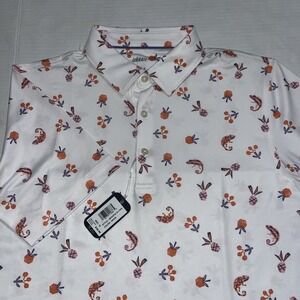 johnnie-O Flynn Jr. Printed Jersey Performance Polo White Size‎ 14 NWT MSRP $64